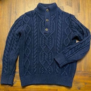 GAP boys’ classy mockneck cable knit wool blend sweater, EUC.